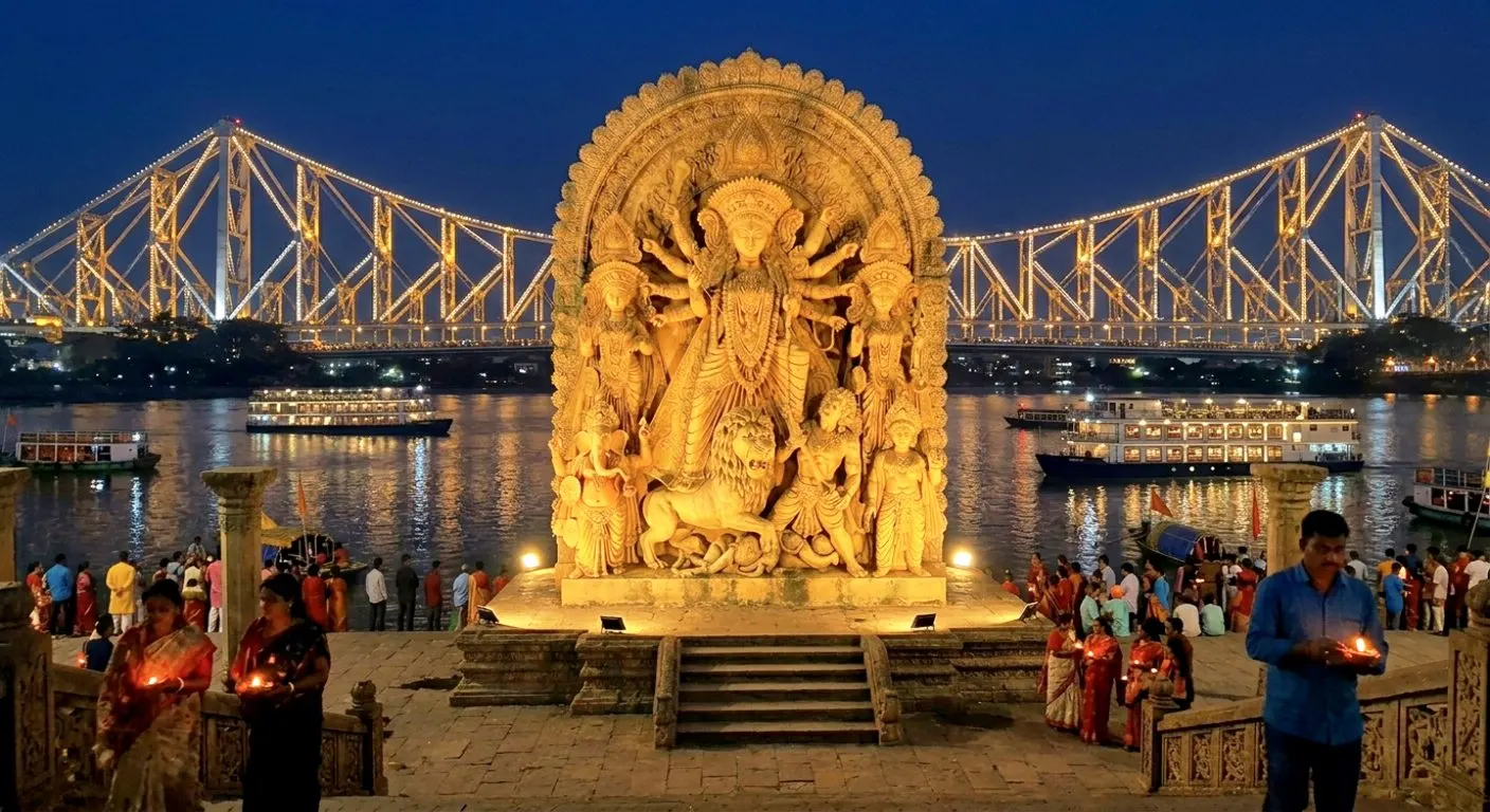Latest news image for "Kolkata Eye & 60-Foot Maa Durga Set to Transform Howrah Riverfront"